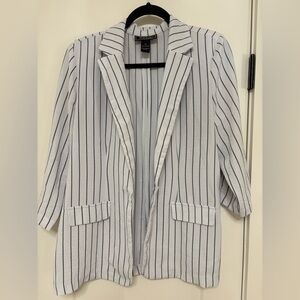 Chic Striped Blazer in Black and White